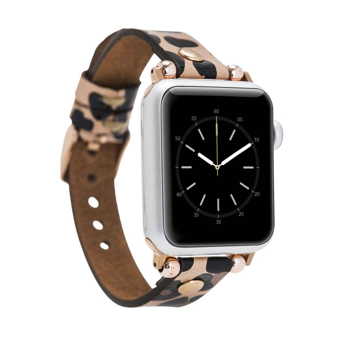 Bayelon Leather Apple Watch Band with a Rivet Leopard