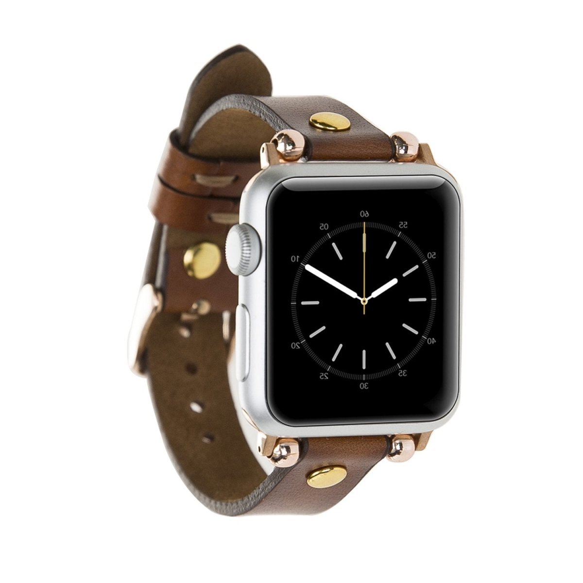 Bayelon Leather Apple Watch Band with a Rivet Tan
