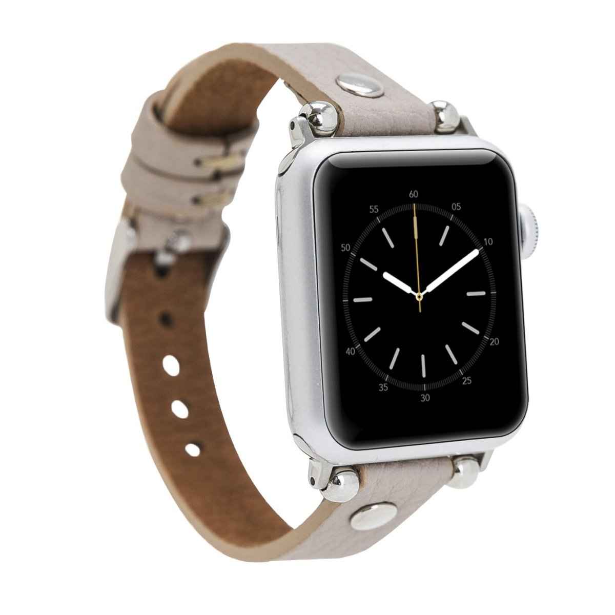 Bayelon Leather Apple Watch Band with a Rivet Gray