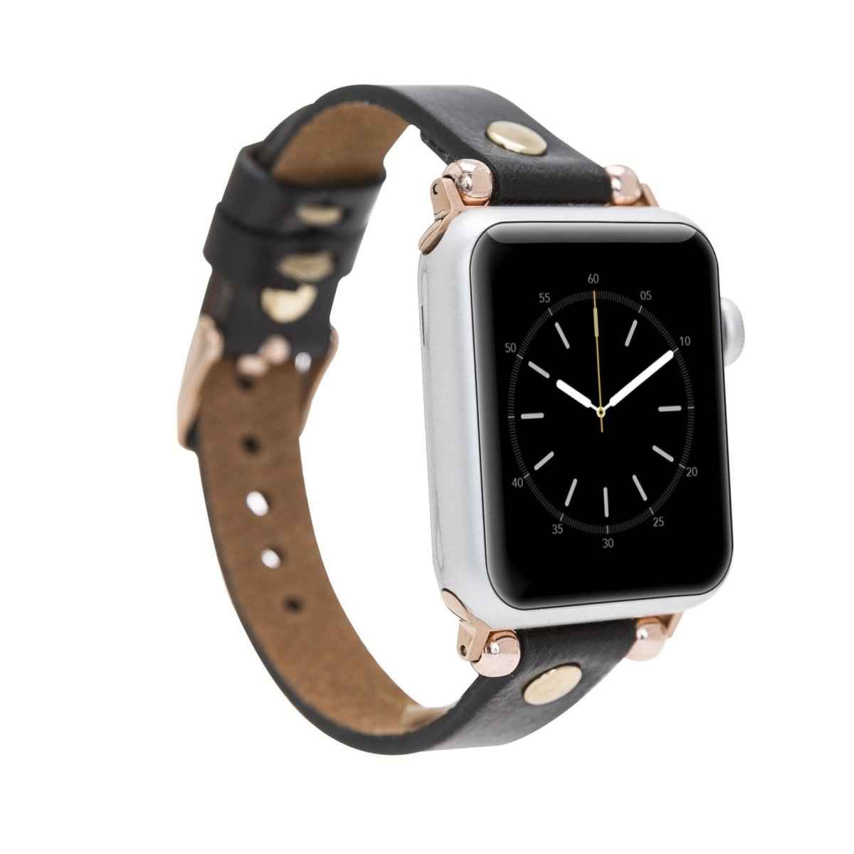 Bayelon Leather Apple Watch Band with a Rivet Black