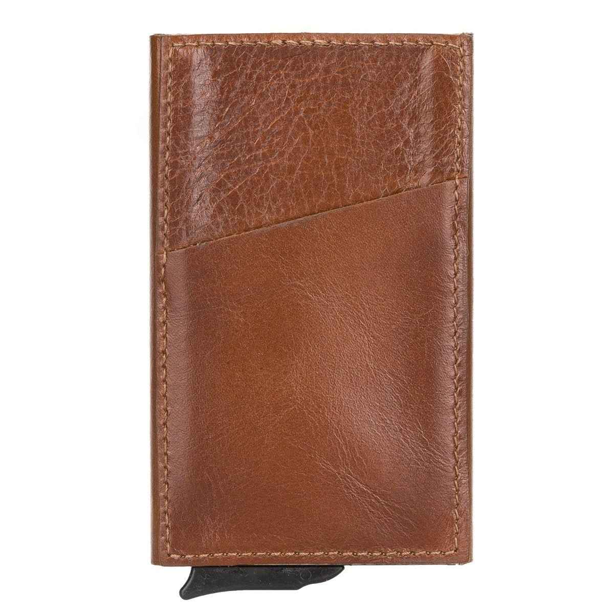 Bayelon Leather Mechanical Pop Up Card Holder With RFID