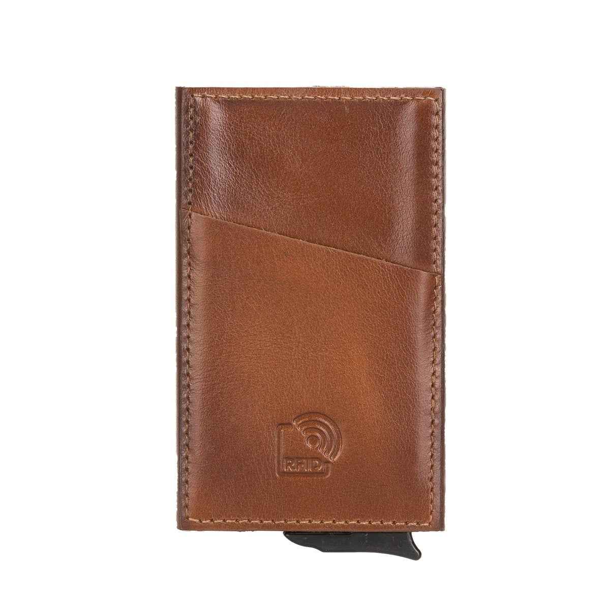 Bayelon Leather Mechanical Pop Up Card Holder With RFID