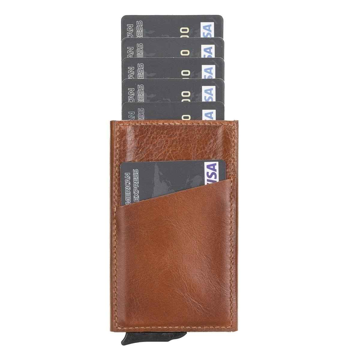 Bayelon Leather Mechanical Pop Up Card Holder With RFID