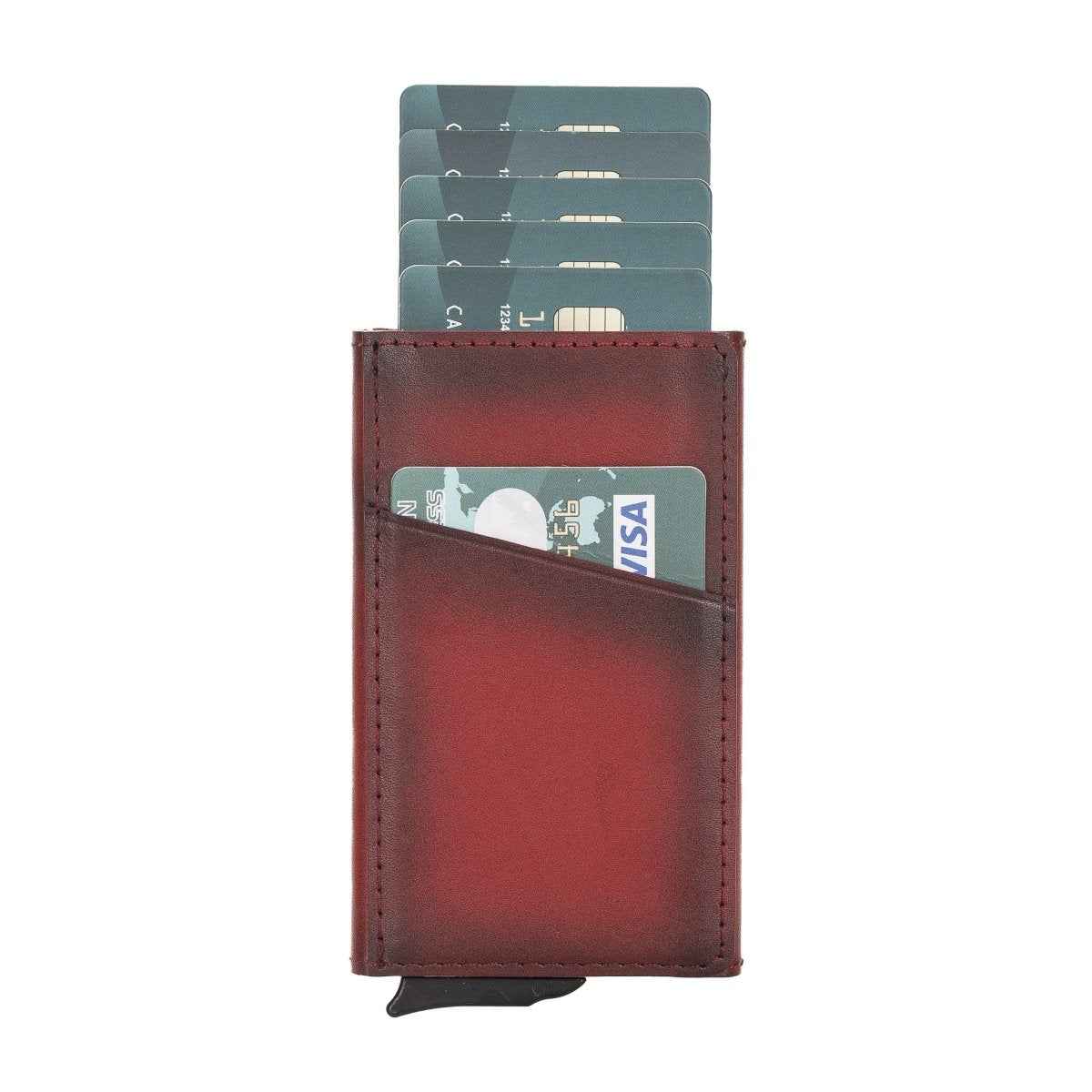 Bayelon Leather Mechanical Pop Up Card Holder With RFID