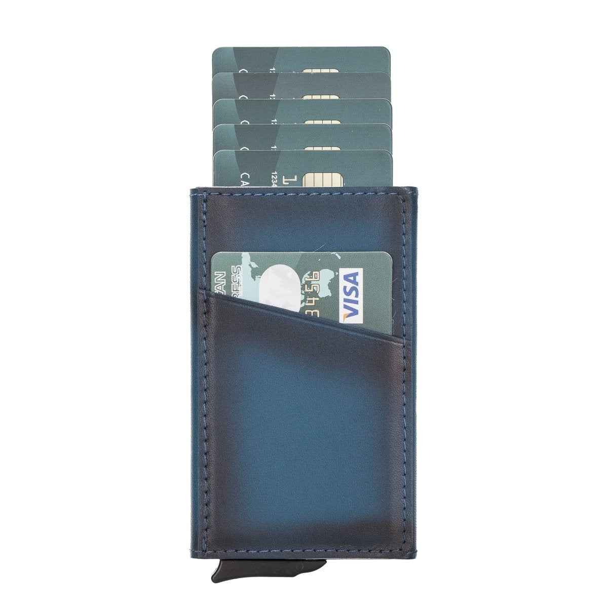 Bayelon Leather Mechanical Pop Up Card Holder With RFID