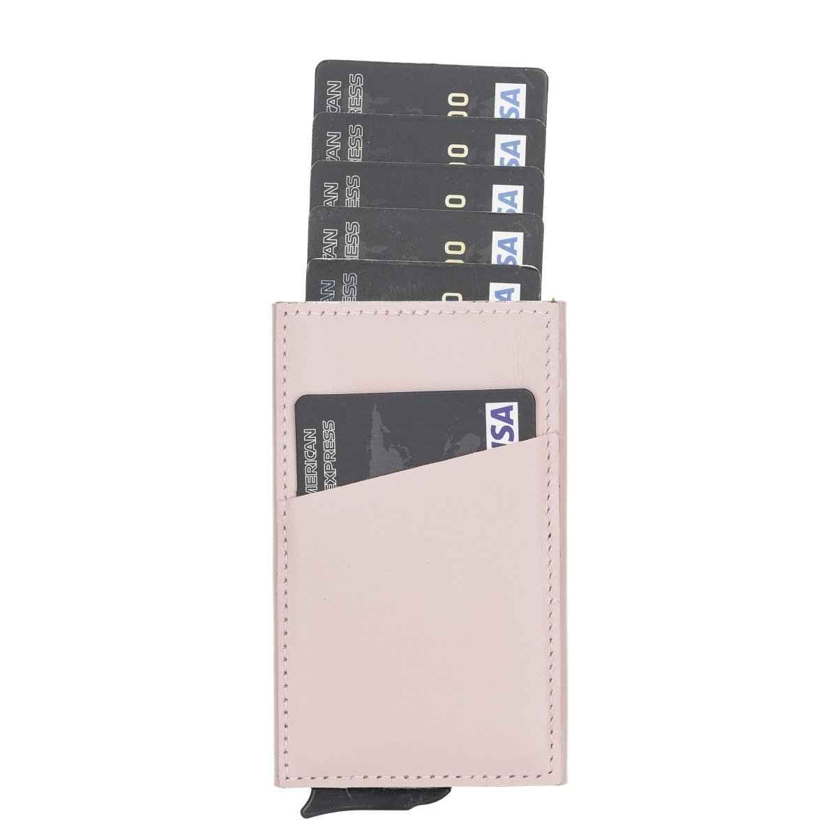 Bayelon Leather Mechanical Pop Up Card Holder With RFID