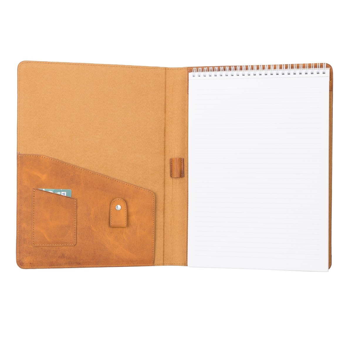 Bayelon Leather Padfolio Organizer with Pen Loop & Card Holder
