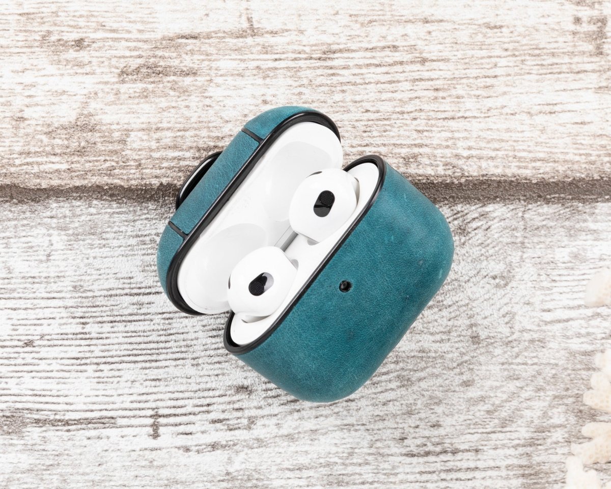 Bayelon Magnetic AirPods 3 Leather Case with Detachable Hook Turquoise