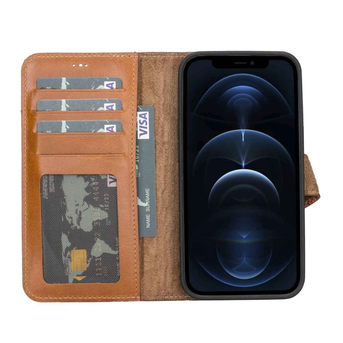 Bayelon Personalized iPhone 13 Leather Detachable Wallet Case with Kickstand