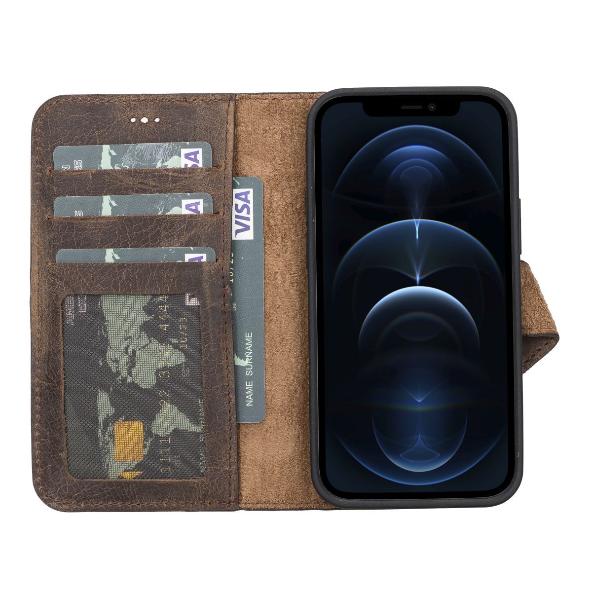 Bayelon Personalized iPhone 13 Mini Leather Detachable Wallet Case with Kickstand