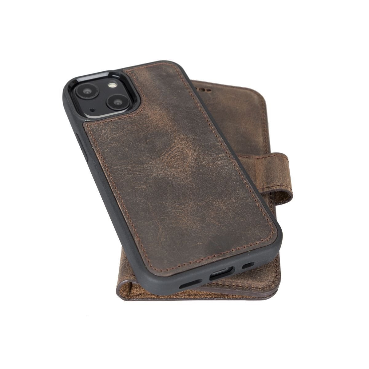 Bayelon Personalized iPhone 13 Mini Leather Detachable Wallet Case with Kickstand