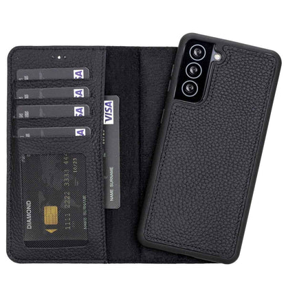 Bayelon Samsung Galaxy S21 Leather Detachable Wallet Case Floater Black
