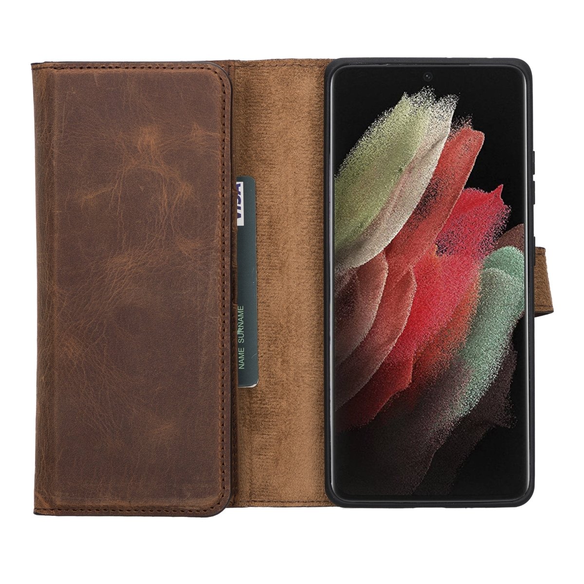 Bayelon Samsung Galaxy S21 Ultra Trifold Leather Wallet Case