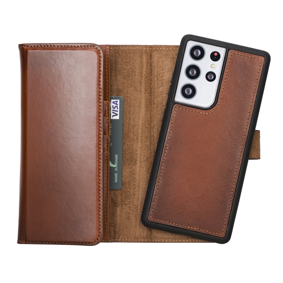 Bayelon Samsung Galaxy S21 Ultra Trifold Leather Wallet Case