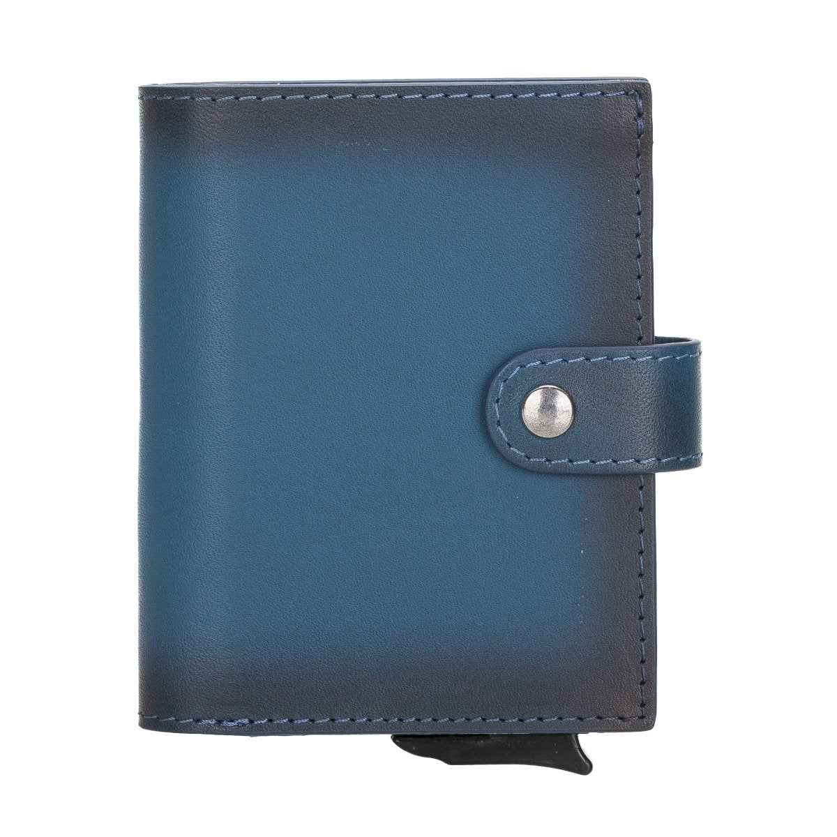 Bayelon Smart Leather Wallet - Mechanical Waller & Card Holder with RFID Burnt Blue