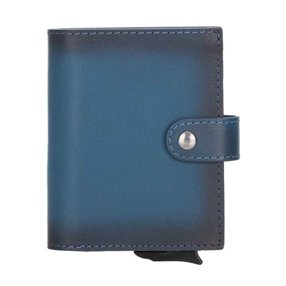 Bayelon Smart Leather Wallet - Mechanical Waller & Card Holder with RFID Burnt Blue