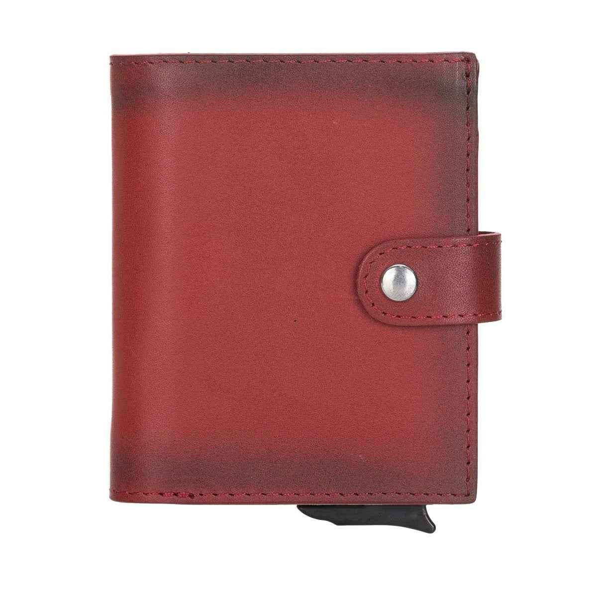 Bayelon Smart Leather Wallet - Mechanical Waller & Card Holder with RFID Burnished Red