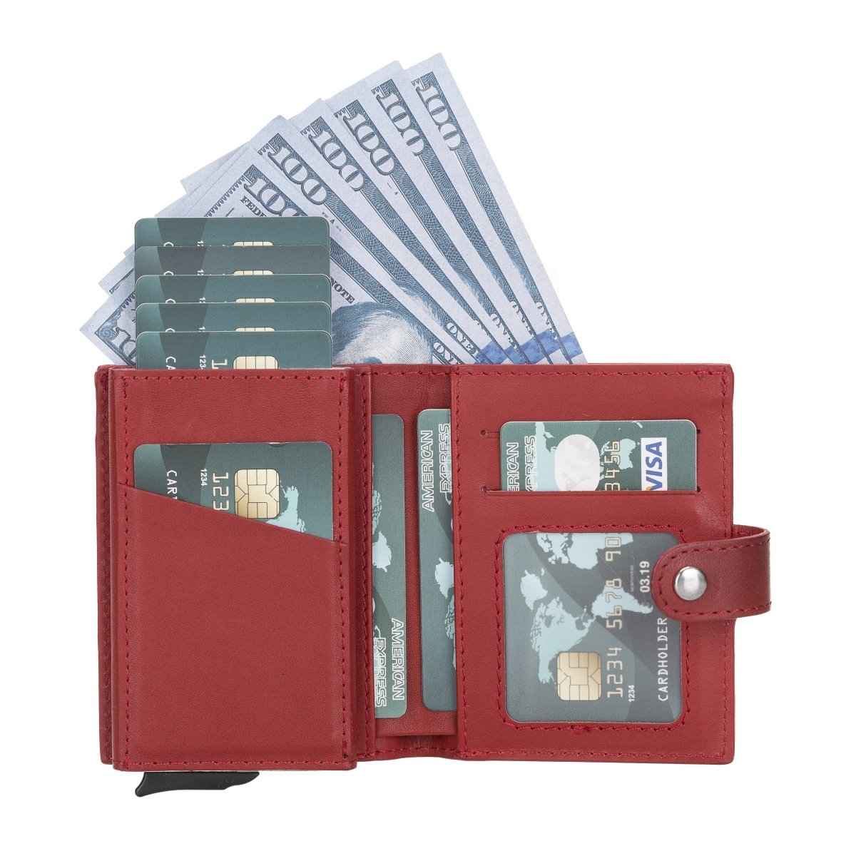 Bayelon Smart Leather Wallet - Mechanical Waller & Card Holder with RFID