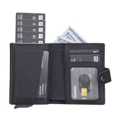 Bayelon Smart Leather Wallet - Mechanical Waller & Card Holder with RFID