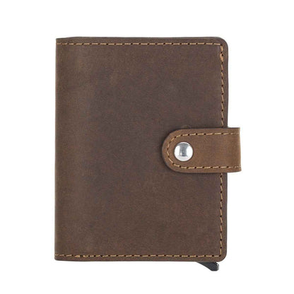 Bayelon Smart Leather Wallet - Mechanical Waller & Card Holder with RFID Antique Brown