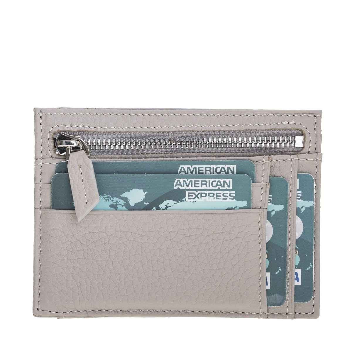 Bayelon Zip Slim Full Grain Leather Wallet & Card Holder Floater Grey