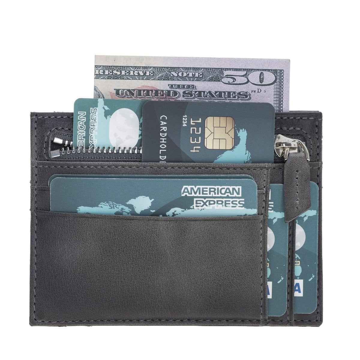 Bayelon Zip Slim Full Grain Leather Wallet & Card Holder
