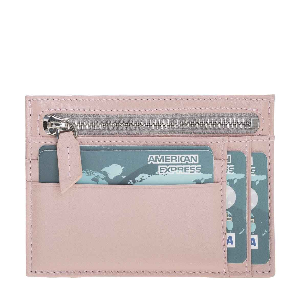 Bayelon Zip Slim Full Grain Leather Wallet & Card Holder Nude Pink