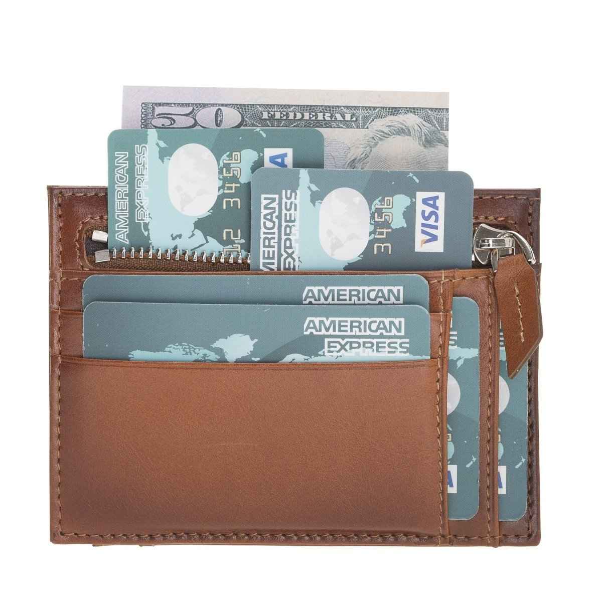 Bayelon Zip Slim Full Grain Leather Wallet & Card Holder