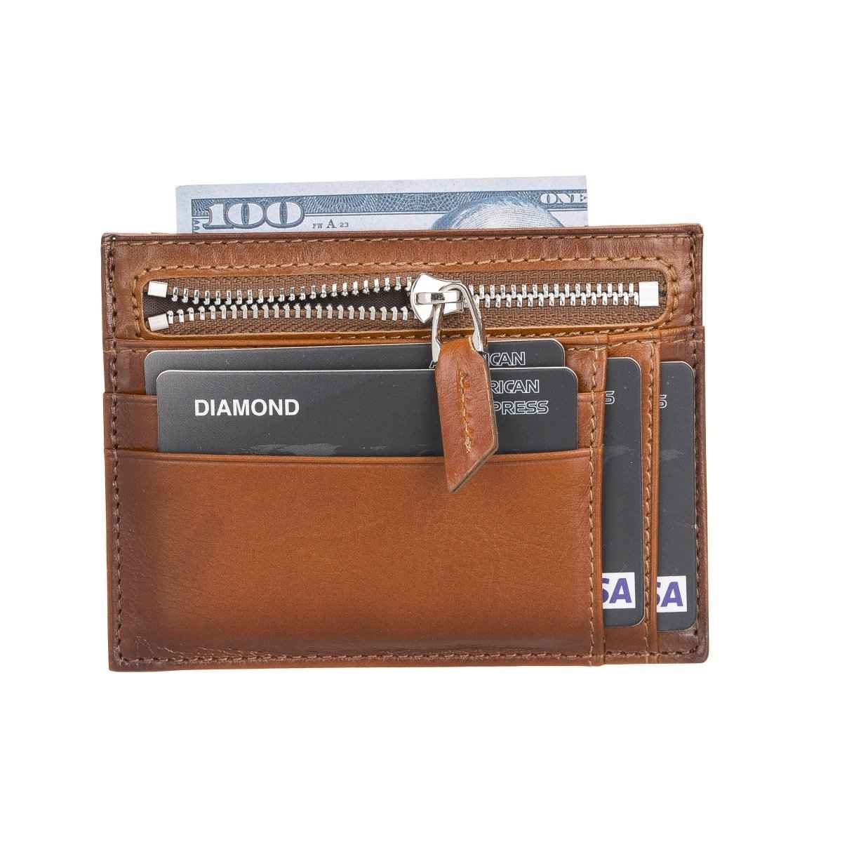 Bayelon Zip Slim Full Grain Leather Wallet & Card Holder