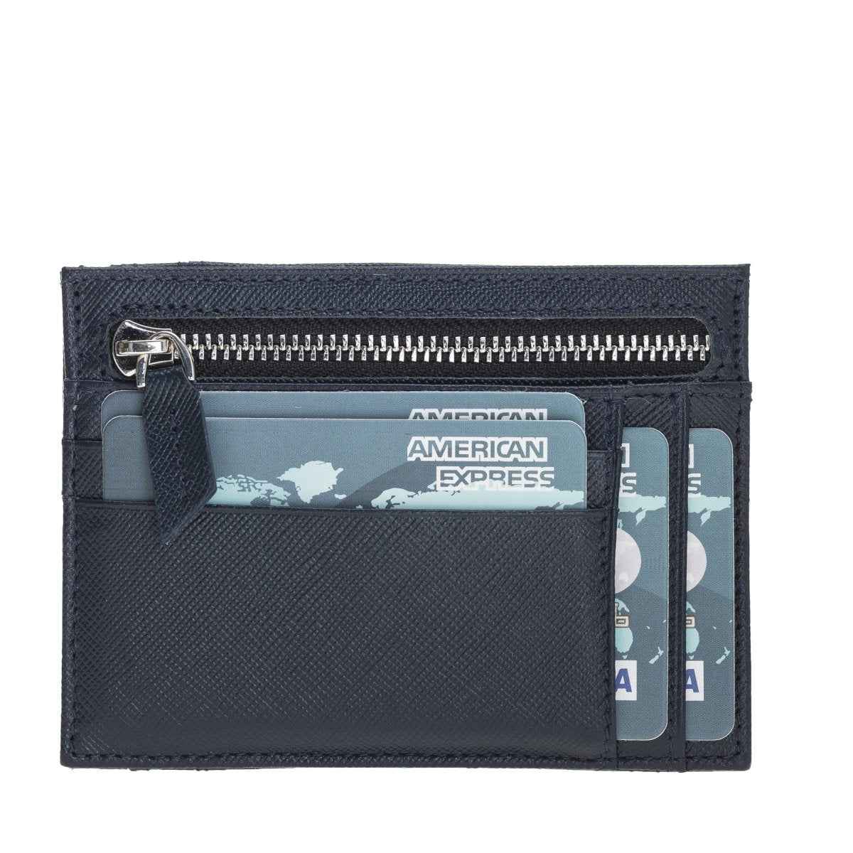 Bayelon Zip Slim Full Grain Leather Wallet & Card Holder Senza Blue