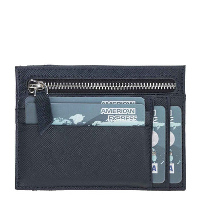 Bayelon Zip Slim Full Grain Leather Wallet & Card Holder Senza Blue