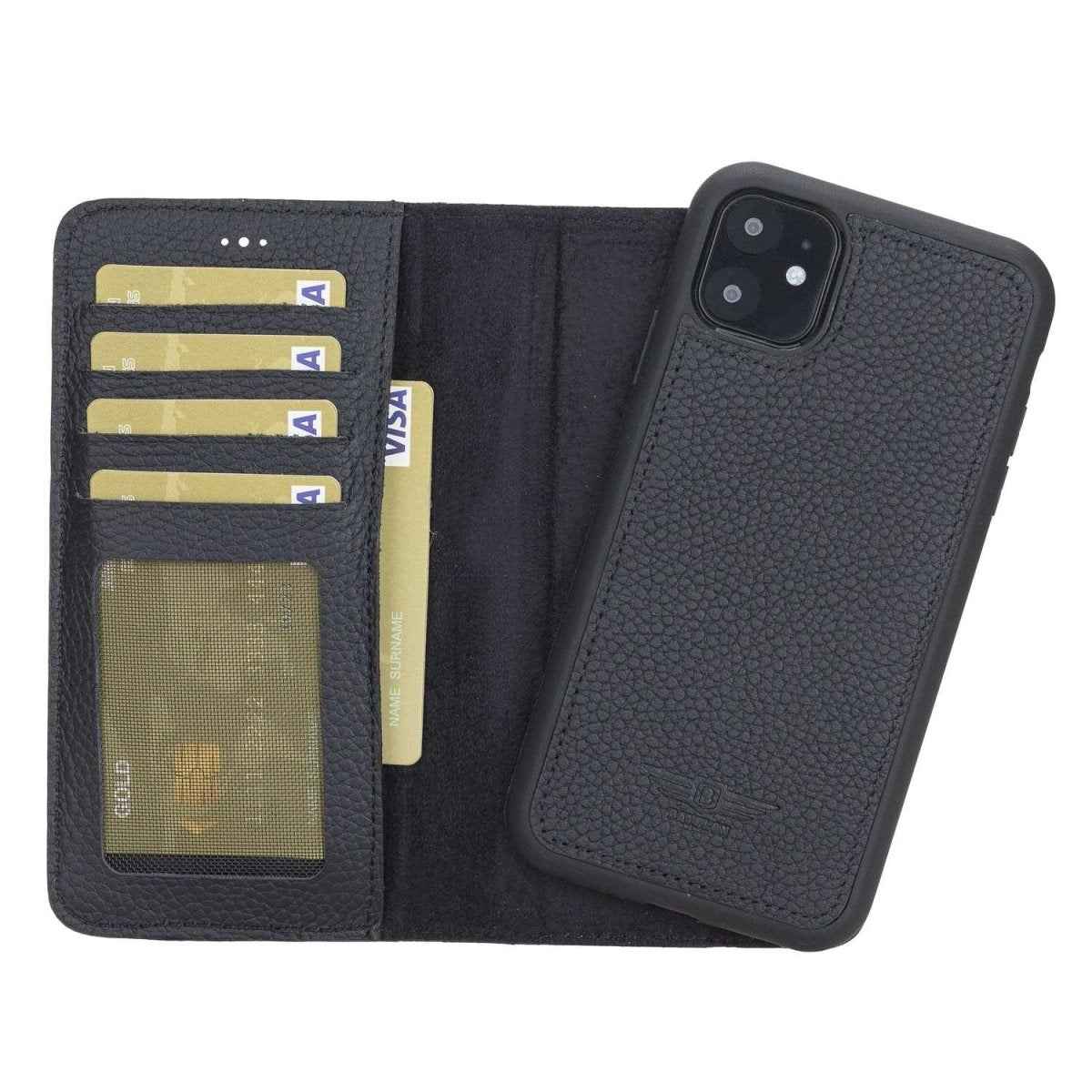 Bayelon iPhone 11 6.1 Leather Detachable Magnetic Wallet Case Floater Black