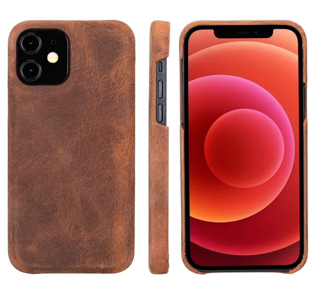 Bayelon iPhone 12/12 Pro Leather 360° Slim Case Antique Brown
