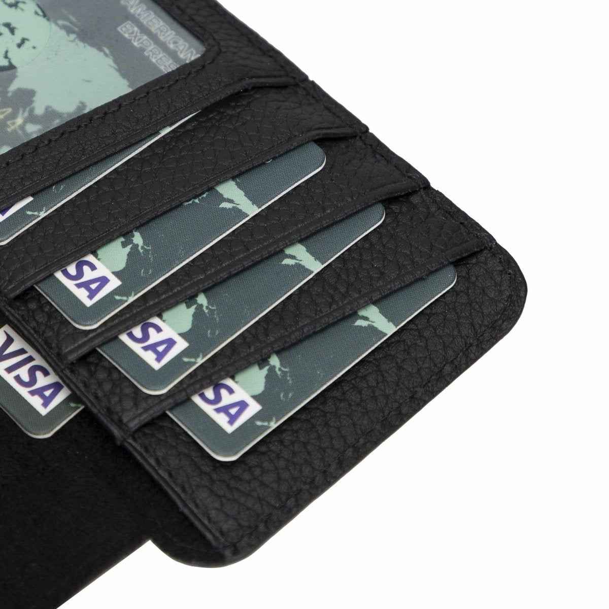 Bayelon iPhone 12-12 Pro Zipper Full Grain Leather Wallet Case Purse with Holster