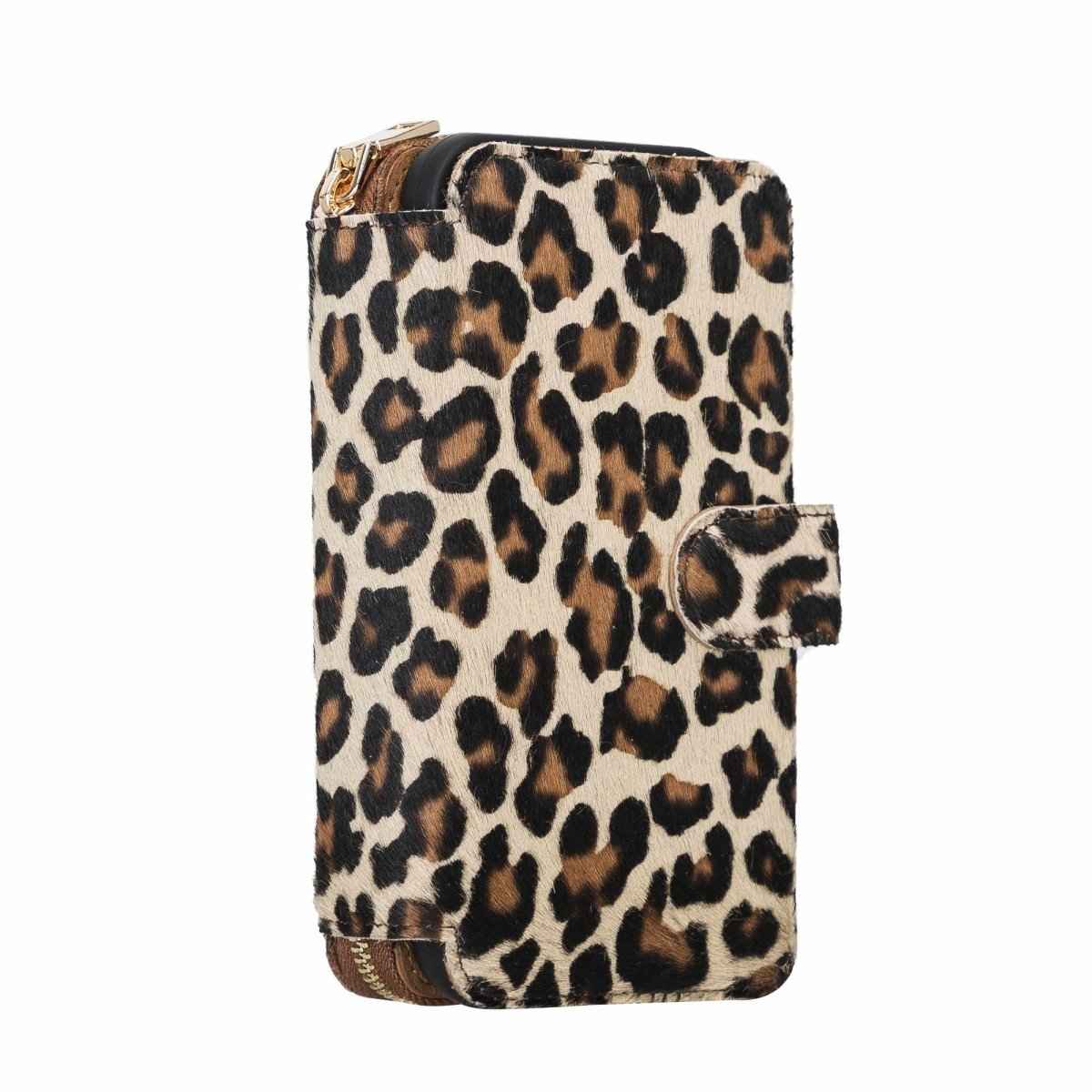 Bayelon iPhone 12-12 Pro Zipper Full Grain Leather Wallet Case Purse with Holster