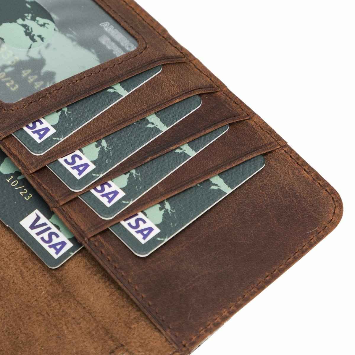 Bayelon iPhone 12-12 Pro Zipper Full Grain Leather Wallet Case Purse with Holster