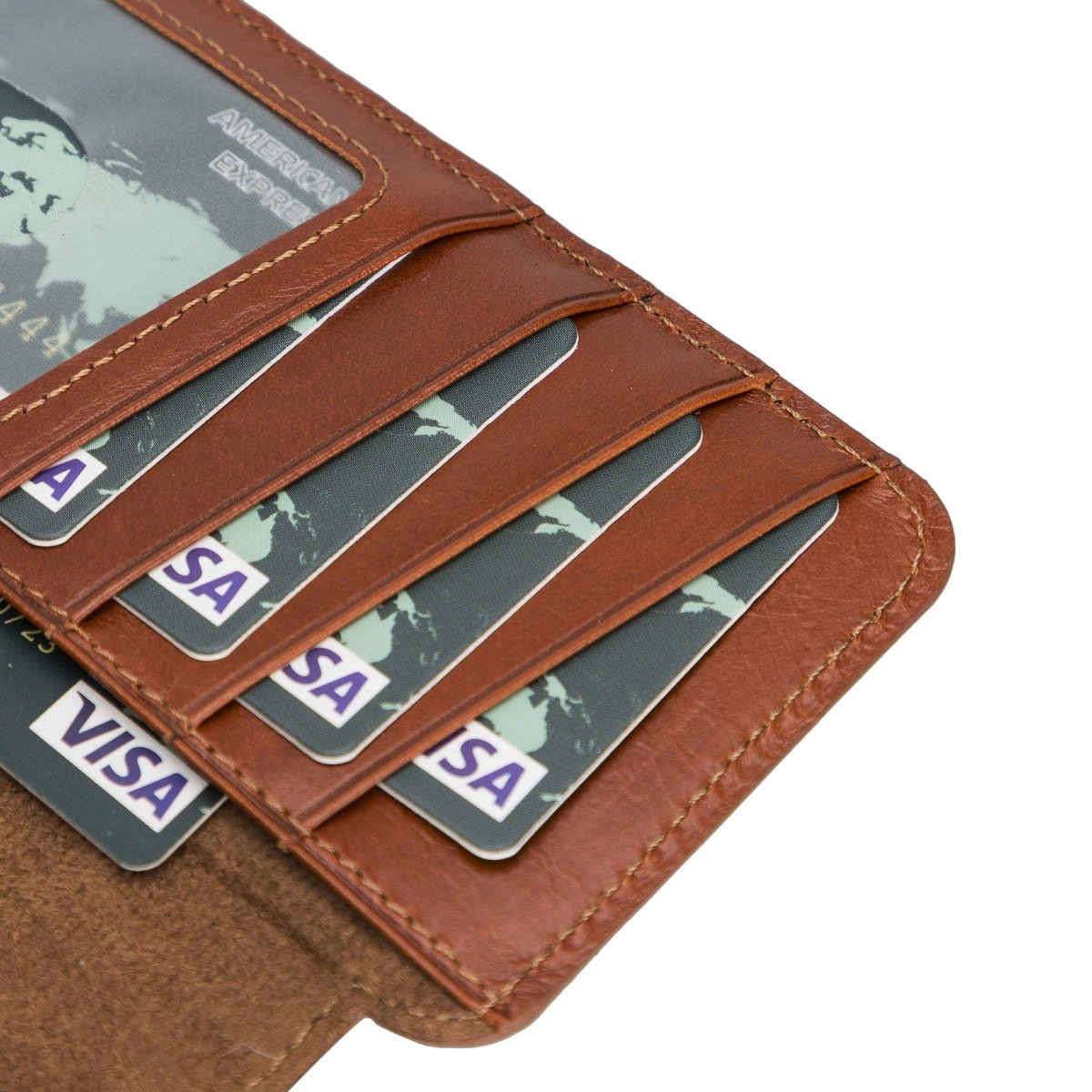 Bayelon iPhone 12-12 Pro Zipper Full Grain Leather Wallet Case Purse with Holster
