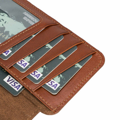 Bayelon iPhone 12-12 Pro Zipper Full Grain Leather Wallet Case Purse with Holster
