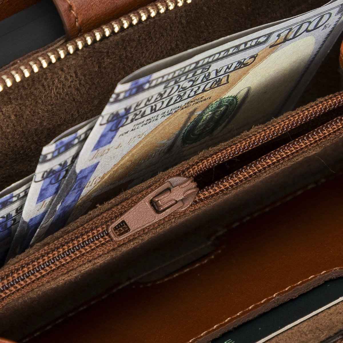 Bayelon iPhone 12-12 Pro Zipper Full Grain Leather Wallet Case Purse with Holster