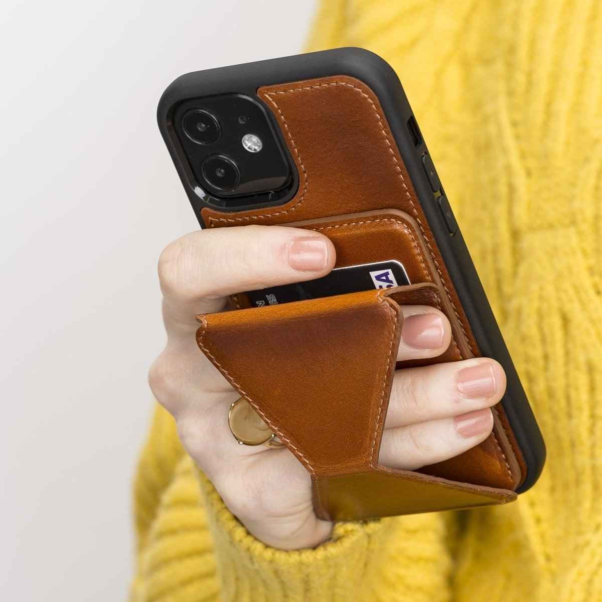 Bayelon iPhone 12 / 12 Pro 6.1" Leather Maggy Stand Case