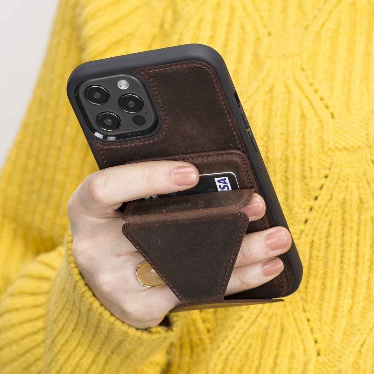 Bayelon iPhone 12 / 12 Pro 6.1" Leather Maggy Stand Case