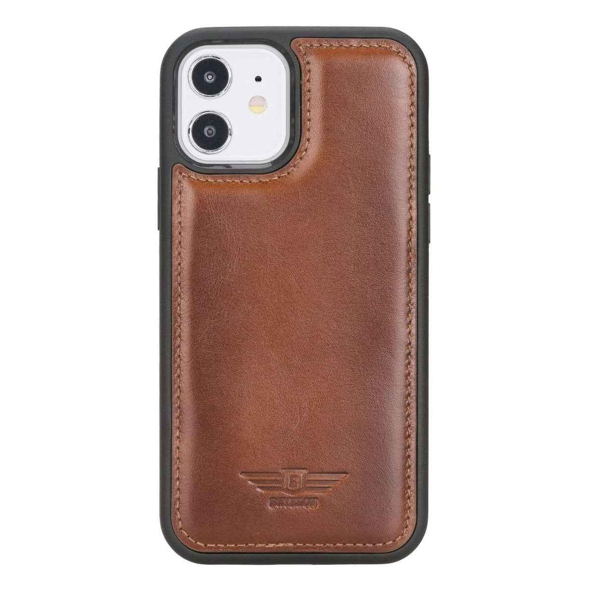 Bayelon iPhone 12 - 12 Pro 6.1" Leather Snap-on Back Cover Rustic Tan