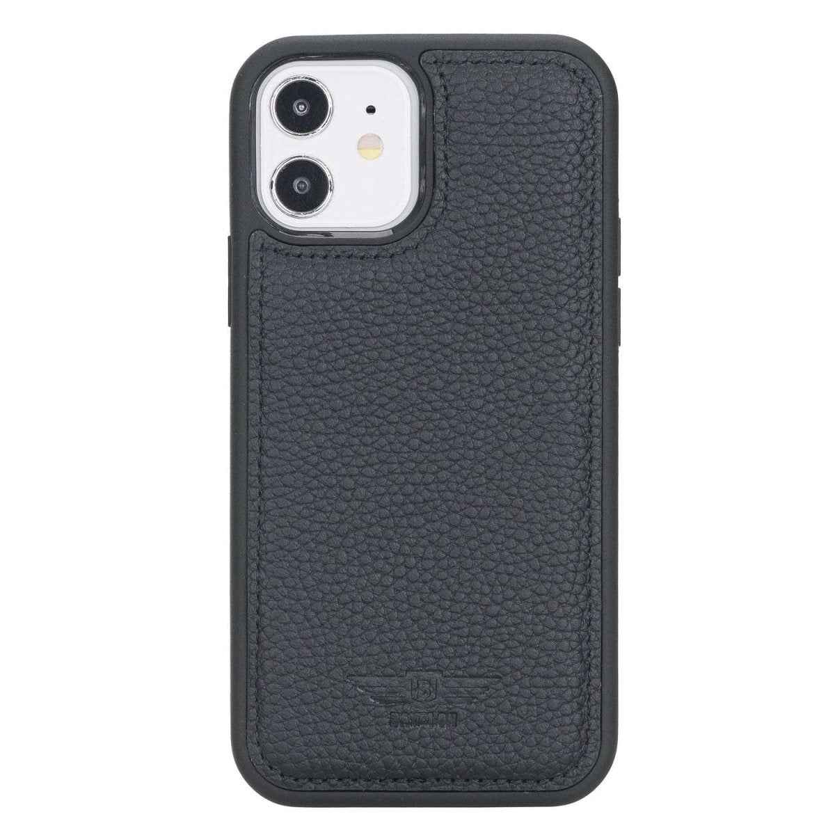 Bayelon iPhone 12 - 12 Pro 6.1" Leather Snap-on Back Cover Floater Black