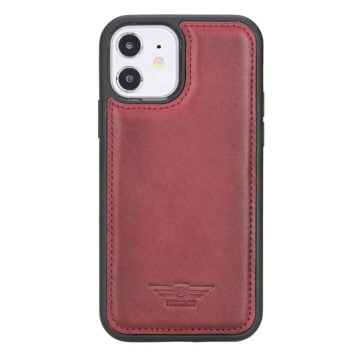 Bayelon iPhone 12 - 12 Pro 6.1" Leather Snap-on Back Cover Burnished Red