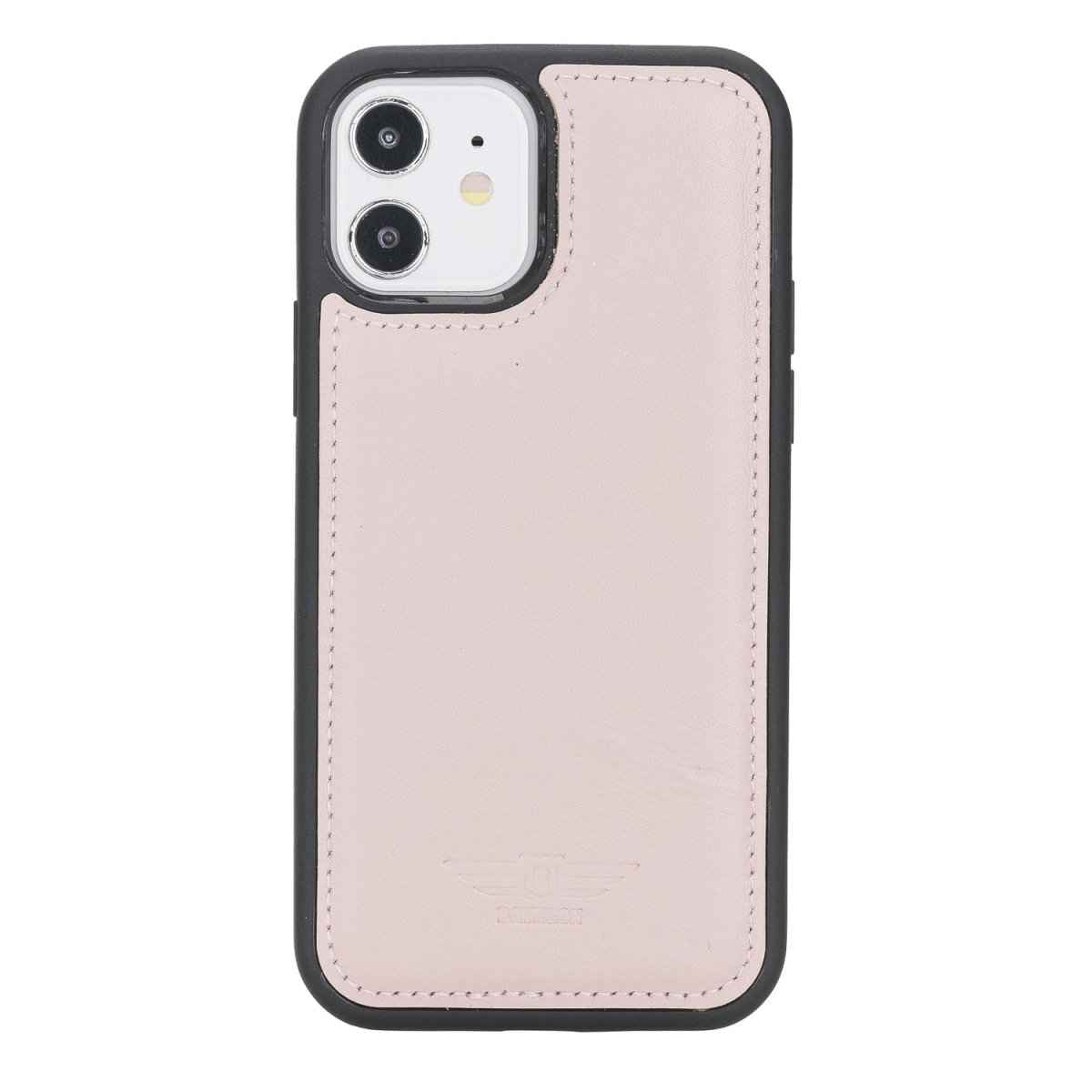 Bayelon iPhone 12 - 12 Pro 6.1" Leather Snap-on Back Cover Nude Pink