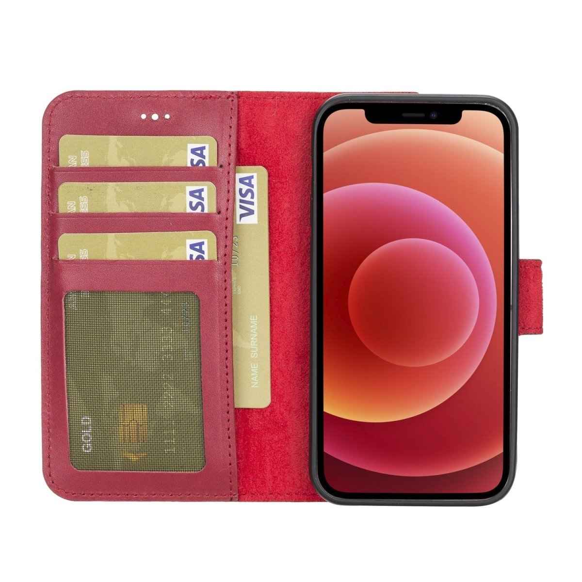 Bayelon iPhone 12 Mini 5.4" Leather Magnetic Detachable Wallet Case