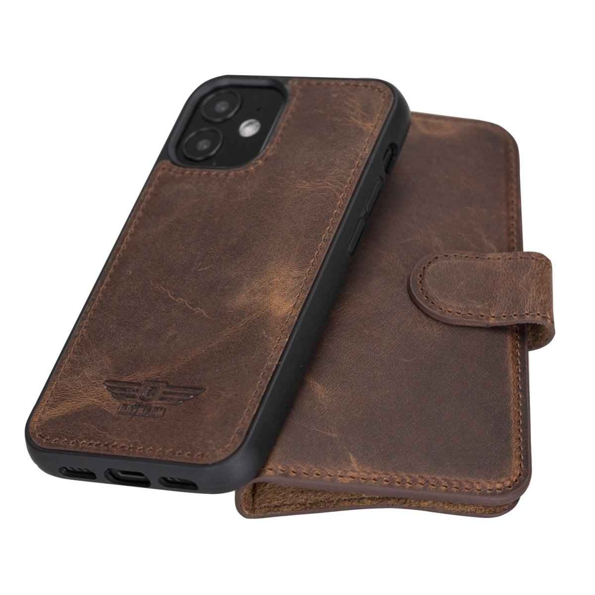 Bayelon iPhone 12 Mini 5.4" Leather Magnetic Detachable Wallet Case