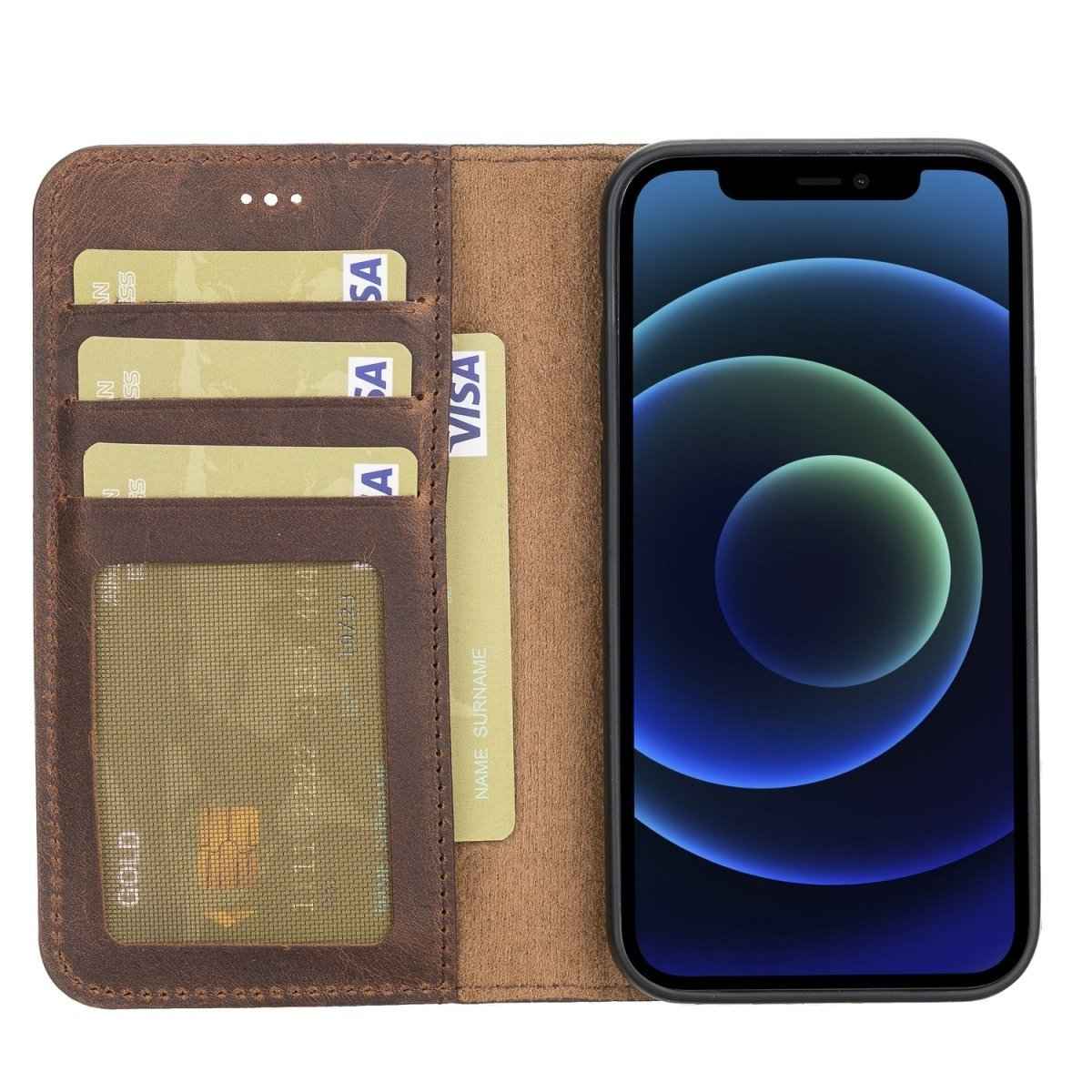 Bayelon iPhone 12 Mini 5.4" Leather Magnetic Detachable Wallet Case