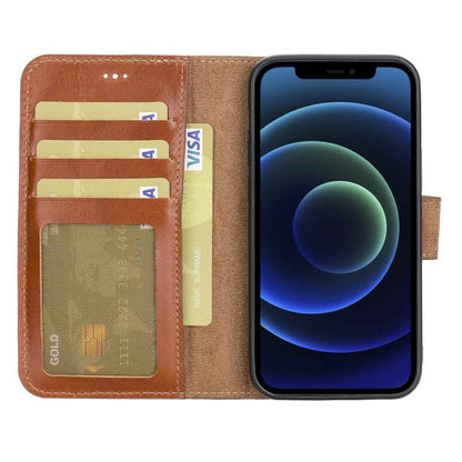 Bayelon iPhone 12 Mini 5.4" Leather Magnetic Detachable Wallet Case