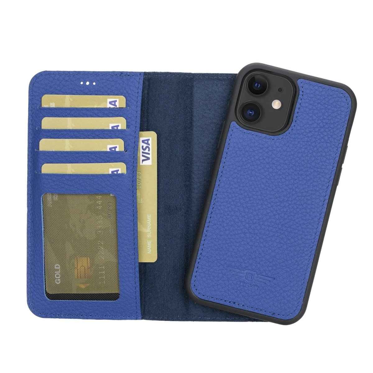 Bayelon iPhone 12 Mini 5.4" Leather Magnetic Detachable Wallet Case Royal Blue